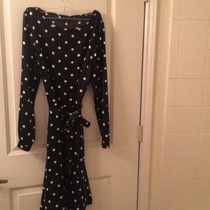 Navy & white Brooks Brothers silk midi dress sz 10